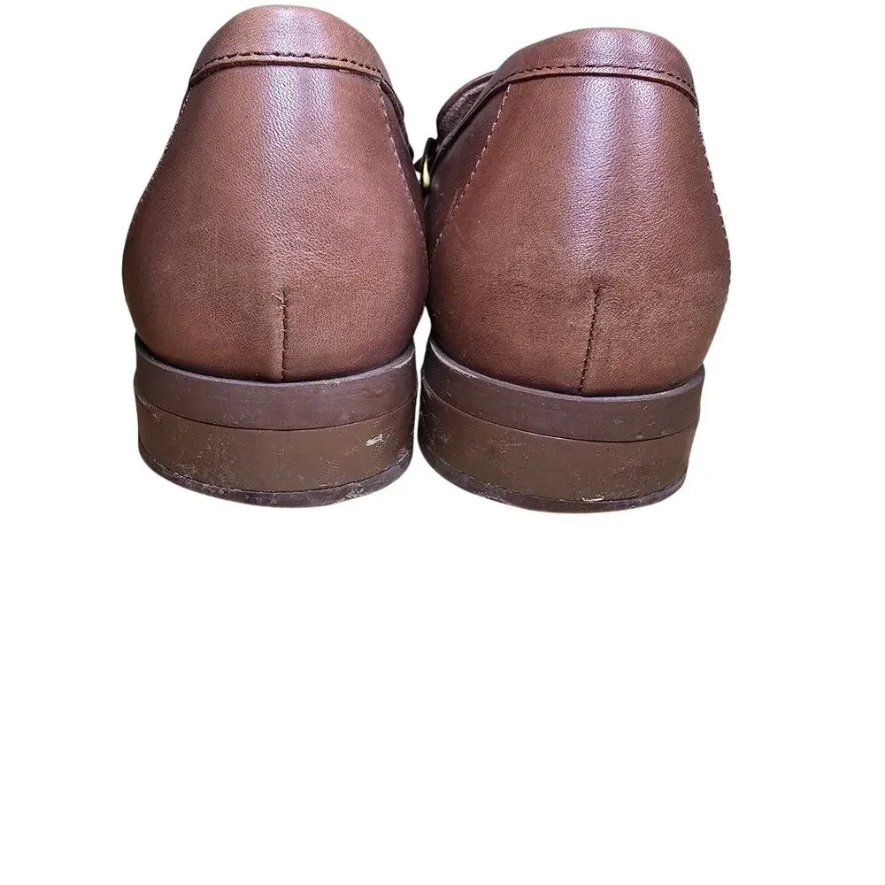 VIONIC MIZELLE LOAFERS LEATHER SLIP ON CHAIN DETAIL MONKS ROBE BROWN SIZE 7 US